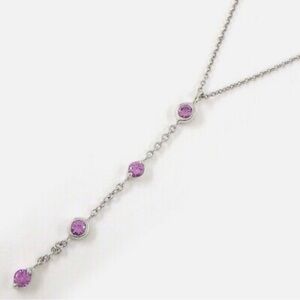 Tiffany & Co. 18k White Gold Pink Sapphire Drop Pendant